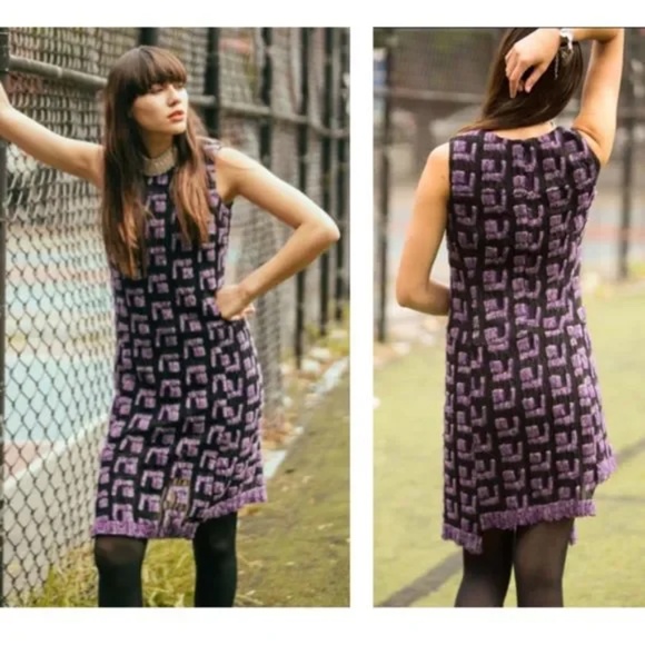 Anna Sui Dress Asymmetric Hem Textured Knit Dress Main Line Size 0 - Picture 2 of 14